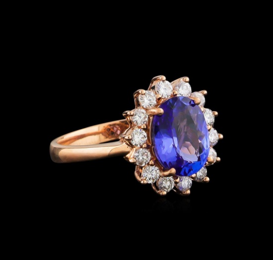 14KT Rose Gold 2.06 ctw Tanzanite and Diamond Ring