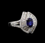 14KT White Gold 1.01 ctw Sapphire and Diamond Ring