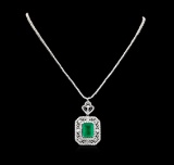 11.69 ctw Emerald and Diamond Necklace - 18KT White Gold