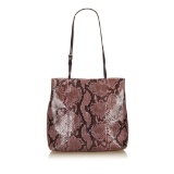 Prada Purple Black Brown Python Snakeskin Leather Shoulder Bag