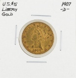 1907-D $5 Liberty Head Half Eagle Gold Coin