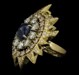 18KT and 14KT Yellow Gold 3.20 ctw Sapphire and Diamond Ring