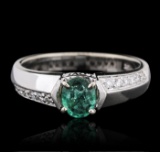 14KT White Gold 0.50 ctw Emerald and Diamond Ring