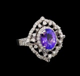 14KT White Gold 4.04 ctw Tanzanite and Diamond Ring