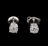 1.09 ctw Diamond Solitaire Earrings - 14KT White Gold