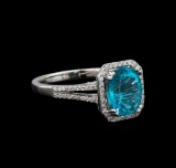 2.75 ctw Apatite and Diamond Ring - 14KT White Gold