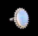 10.60 ctw Opal and Diamond Ring - 14KT White Gold