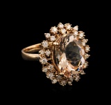 8.58 ctw Morganite and Diamond Ring - 14KT Rose Gold