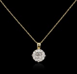 14KT Two-Tone Gold 0.40 ctw Diamond Pendant With Chain