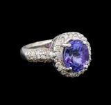 14KT White Gold 3.37 ctw Tanzanite and Diamond Ring