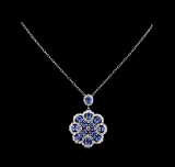 17.65 ctw Tanzanite and Diamond Pendant With Chain - 14KT White Gold