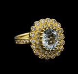 14KT Yellow Gold 2.27 ctw Aquamarine and Diamond Ring