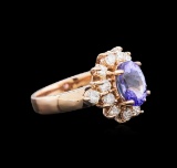 2.08 ctw Tanzanite and Diamond Ring - 14KT Rose Gold