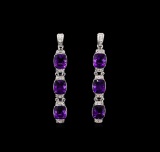 Crayola 15.60 ctw Amethyst and White Sapphire Earrings - .925 Silver