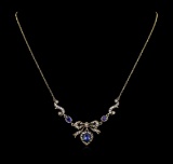 1.63 ctw Sapphire and Diamond Necklace - 18KT Yellow Gold