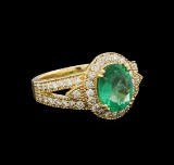 14KT Yellow Gold 1.98 ctw Emerald and Diamond Ring