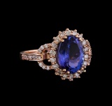 3.93 ctw Tanzanite and Diamond Ring - 14KT Rose Gold