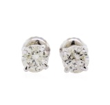 1.00 ctw Diamond Stud Earrings - 14KT White Gold