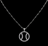 1.00 ctw Basketball Diamond Pendant With Chain - 14KT White Gold