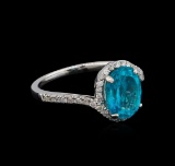 2.95 ctw Apatite and Diamond Ring - 14KT White Gold