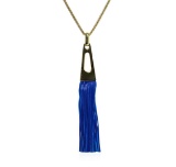 Leather Tassel Chain Necklace - Gold Plated