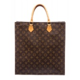 Louis Vuitton Monogram Canvas Leather Sac Plat Tote Bag