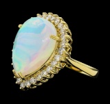 9.60 ctw Opal and Diamond Ring - 14KT Yellow Gold