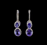 14KT White Gold 8.10 ctw Tanzanite and Diamond Earrings