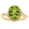 3.61 ctw Peridot and Diamond Ring - 10KT Yellow Gold