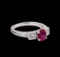 1.06 ctw Ruby and Diamond Ring - 18KT White Gold