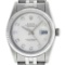 Rolex Mens 36mm Stainless Steel Silver Diamond Datejust Wristwatch