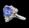 4.07 ctw Tanzanite and Diamond Ring - 14KT White Gold