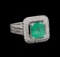 1.48 ctw Emerald and Diamond Ring - 14KT White Gold