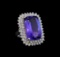 GIA Cert 26.67 ctw Tanzanite and Diamond Ring - 14KT White Gold