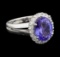 4.12 ctw Tanzanite and Diamond Ring - 14KT White Gold