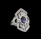 1.84 ctw Tanzanite and Diamond Ring - 14KT White Gold