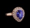 3.45 ctw Tanzanite and Diamond Ring - 14KT Rose Gold