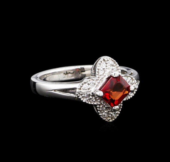 1.02 ctw Red Sapphire and Diamond Ring - 14KT White Gold