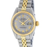 Rolex Ladies 2T Yellow Gold & Stainless Steel Slate Grey Roman Datejust Wristwat