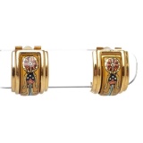 Hermes Gold Plated Enamel Clip On Earrings