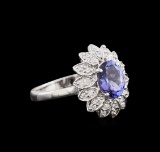 1.76 ctw Tanzanite and Diamond Ring - 14KT White Gold