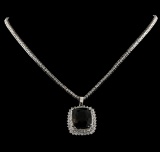 22.17 ctw Tourmaline and Diamond Pendant With Chain - 14KT White Gold