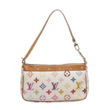 Louis Vuitton White Multicolor Monogram Pochette Bag