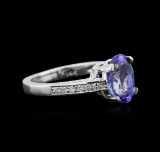 2.71 ctw Tanzanite and Diamond Ring - 14KT White Gold