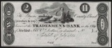 Reprint 1823 $2 Tradesmen's Bank Obsolete Note