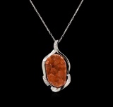 10.00 ctw Citrine and Diamond Pendant With Chain - 14KT White Gold