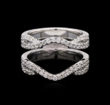 0.74 ctw Diamond Wedding Ring Guard - 18KT White Gold