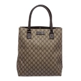 Gucci Brown Monogram Coated Canvas Leather Trim Tote Handbag