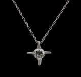 0.20 ctw Diamond Pendant With Chain - 14KT White Gold