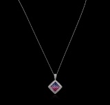 2.45 ctw Multi Color Sapphire and Diamond Pendant With Chain - 14KT White Gold